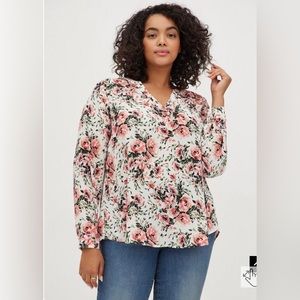 Torrid sz 5 Georgette Hi-Low Pullover Long Sleeve Blouse EUC